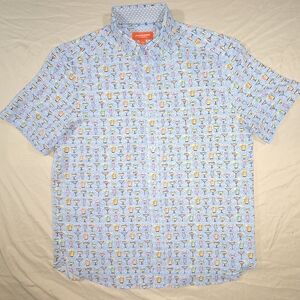 Johnston & Murphy Shirt Performance Martini Glasses Button Up Moisture Wicking